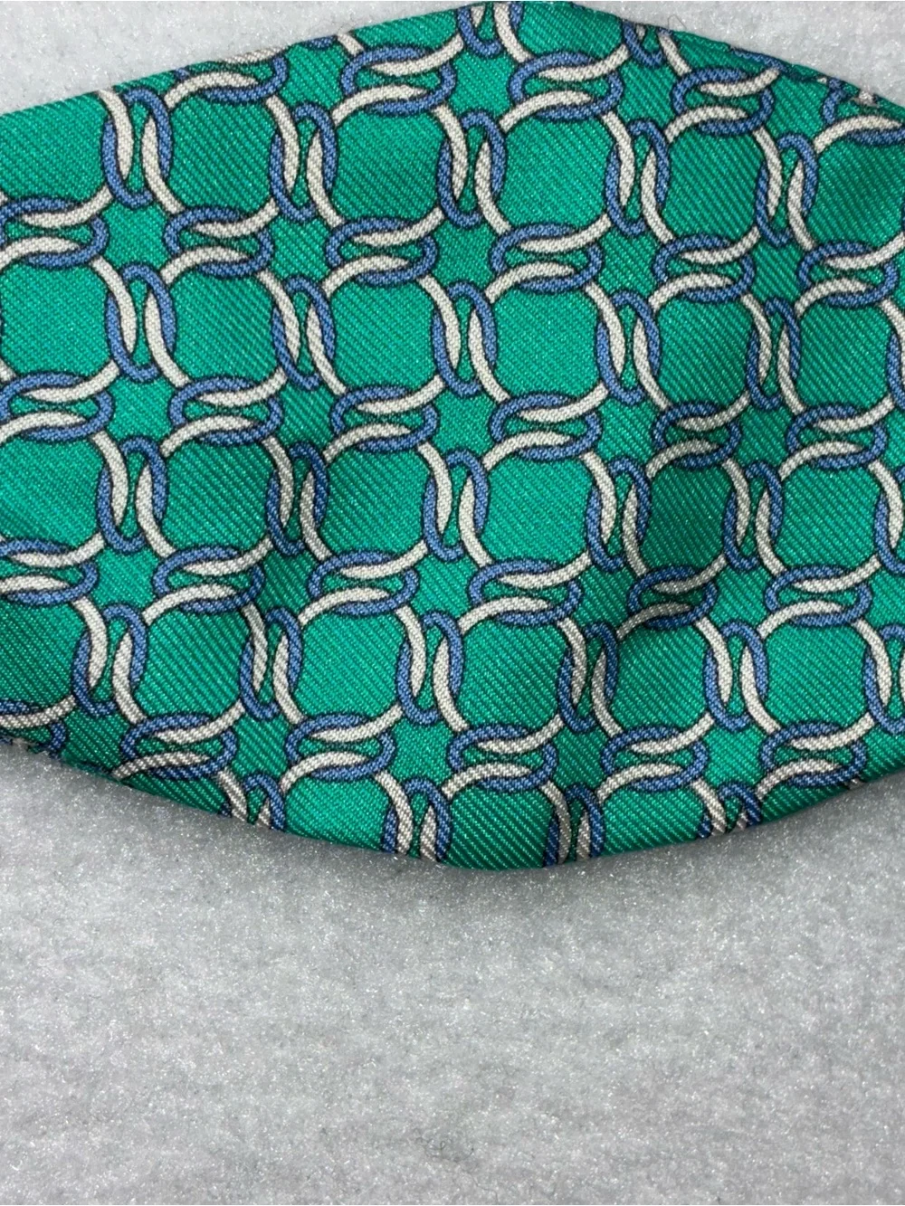 Brooks Brothers Silk Bow Tie Teal Aqua Color Adjustable Interlocking Circles